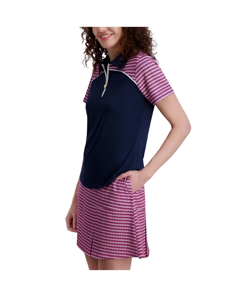 Stella Parker Women's 1/2 Zip Contrast Short Sleeve Polo