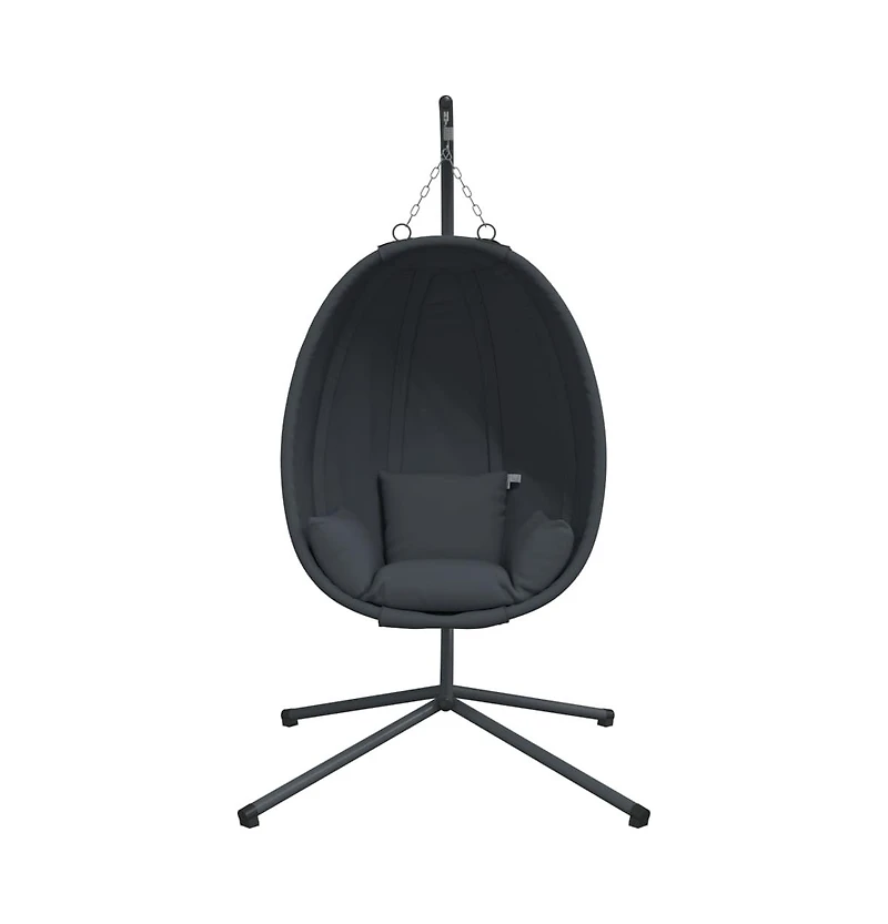 Hanging Egg Chair with Stand Anthracite Fabric and Steel