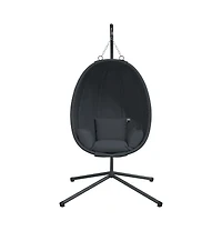 Hanging Egg Chair with Stand Anthracite Fabric and Steel
