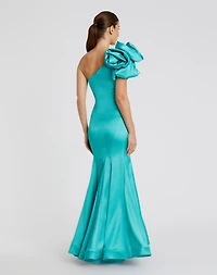 Mac Duggal Women's Off the Shoulder Bustier Satin Mermaid Gown