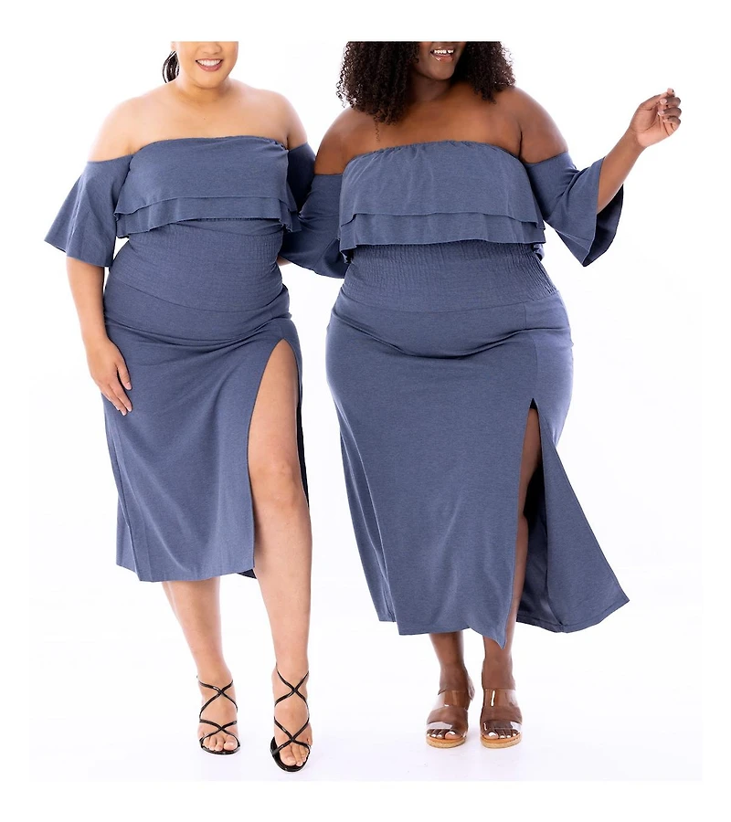 Dai Moda Plus Bridgett High Waist Midi Skirt