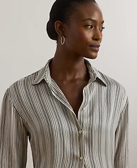 Lauren Ralph Petite Relaxed-Fit Striped Satin Shirt