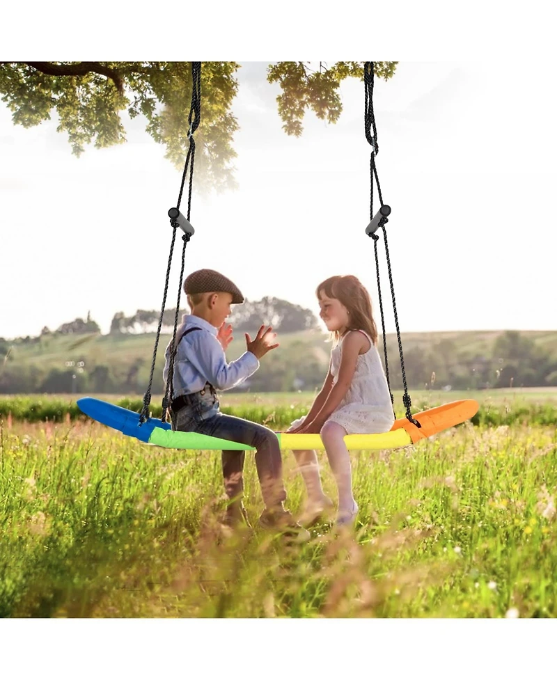 Saucer Tree Swing Surf Kids Outdoor Adjustable Oval Platform Set with Handle