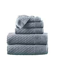 Linery & Co. Quick-Drying Cotton Diamond Waffle Textured 6-Piece Bath Towel Set