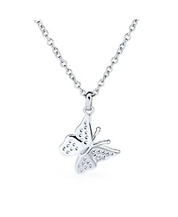 Bling Jewelry Mini Petite Tiny Clear Cubic Zirconia Micro Pave Cz Garden Insect Butterfly Pendant Necklace .925 Sterling Silver