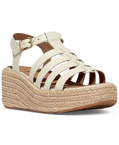 FitFlop Women's Platform Espadrille Leather Wedge Sandals