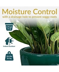 Resort Outdoor/Indoor High-Fired Glazed Uv- and Frost-Resistant Ceramic Flower Pot Planter with Drainage Holes