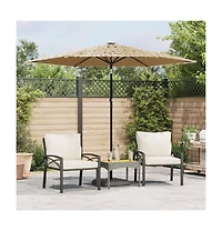 Garden Parasol with Steel Pole Brown 105.5"x105.5"x89"