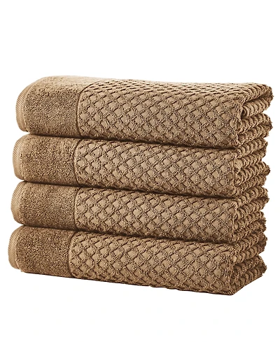 Linery & Co. Quick-Drying Cotton Diamond Waffle Textured 4-Piece Bath Towel Set