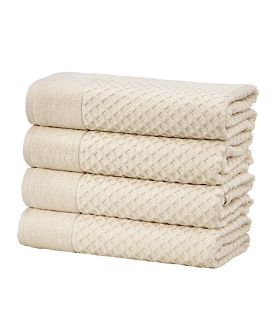 Linery & Co. Quick-Drying Cotton Diamond Waffle Textured 4-Piece Bath Towel Set