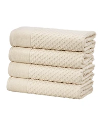 Linery & Co. Quick-Drying Cotton Diamond Waffle Textured 4-Piece Bath Towel Set