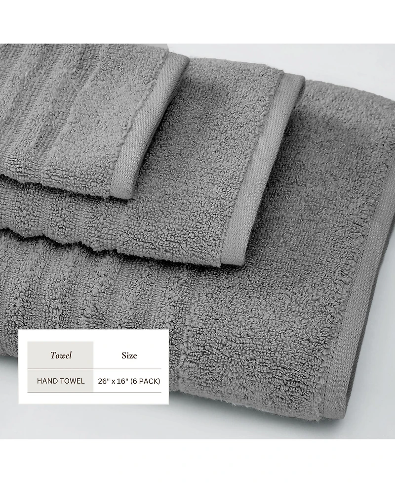 Linery & Co. Luxury 100% Combed Cotton 6-Pack Hand Towel Set