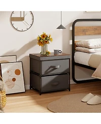 Gymax 2PCS 2 Drawer Dresser Fabric Storage Organizer Nightstand Bedside Sofa Table