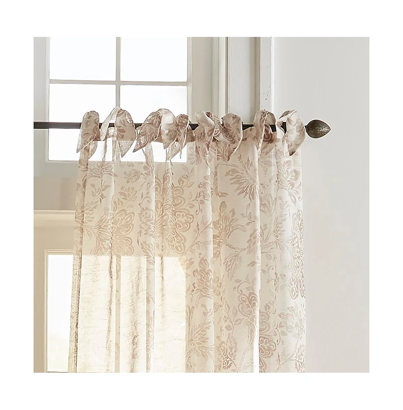 Elrene Home Fashions Westport Floral Tie-Top Sheer Window Curtain