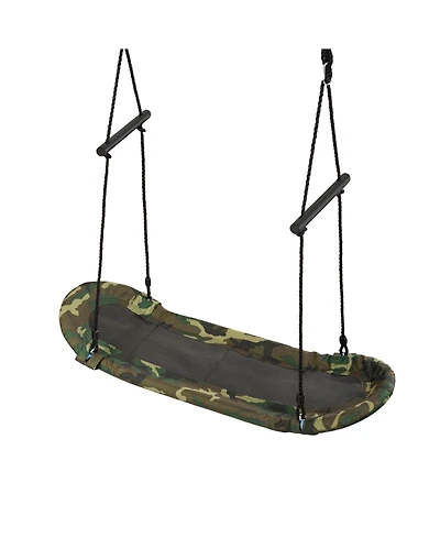 Saucer Tree Swing Surf Kids Outdoor Adjustable Oval Platform Set with Handle
