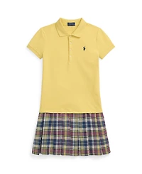Polo Ralph Lauren Big Girls Plaid Skirt Stretch Mesh Dress