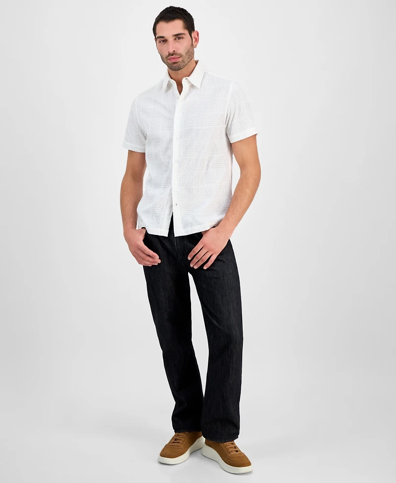 Guess Men's Idris Embroidery Short Sleeve Button-Front Shirt