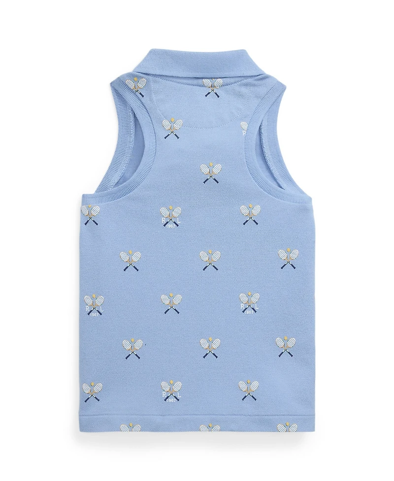 Polo Ralph Lauren Toddler and Little Girls Tennis Print Mesh Sleeveless Shirt