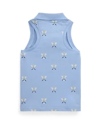 Polo Ralph Lauren Toddler and Little Girls Tennis Print Mesh Sleeveless Shirt