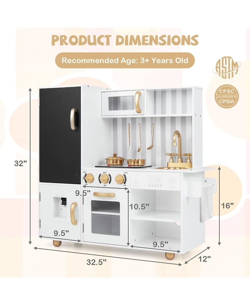 Pretend Play Kitchen for Kids with Real Sounds and Lights