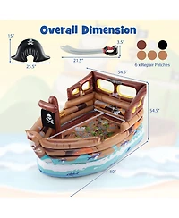 Inflatable Pirate Ship Playhouse with Built-in Motor and Inflatable Toy Sword