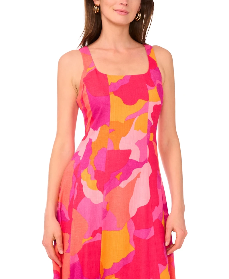 Msk Women's Printed Square-Neck Sleeveless Maxi Dress