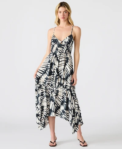 Steve Madden Women's Jackie Printed Handkerchief-Hem Sleeveless Midi Dress