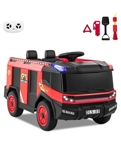 12V Kids Ride on Fire Truck 2-Seater with Remote Control and Water Gun