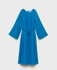Mango Women's Flared-Sleeve Pleated Dress