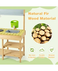 Backyard Pretend Play Toy Kitchen with Stove Top