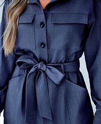 Cupshe Women's V Neck Button-Up Front Tie Waist Jumpsuit, Created for Macy's