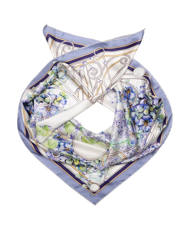 Lilac Garden - Hand Rolled Silk Foulard for Women