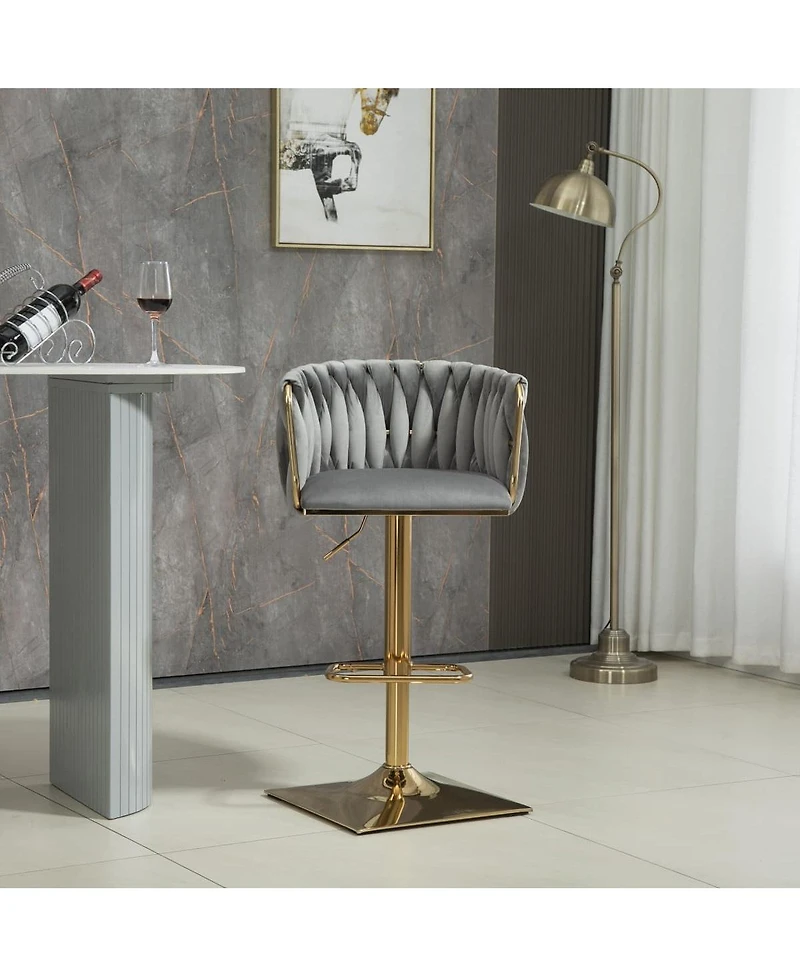 Set of 2 Swivel Adjustable Bar Stools with Backrest, Footrest, Modern Counter Height Chairs for Kitchen or Bar-The Pop Home