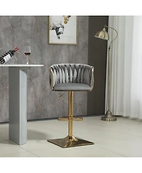 Set of 2 Swivel Adjustable Bar Stools with Backrest, Footrest, Modern Counter Height Chairs for Kitchen or Bar-The Pop Home