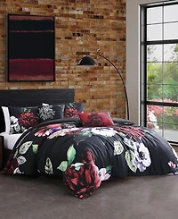 Bebejan Moody Painting Bedding 100% Cotton Sateen 5 Piece Queen Size Reversible Comforter Set