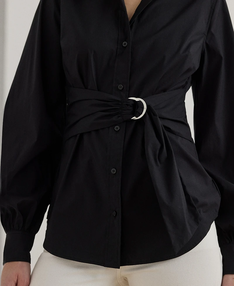 Lauren Ralph Women's Tie-Front Cotton-Blend Shirt