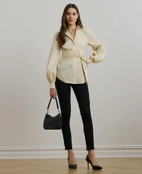 Lauren Ralph Women's Tie-Front Cotton-Blend Shirt