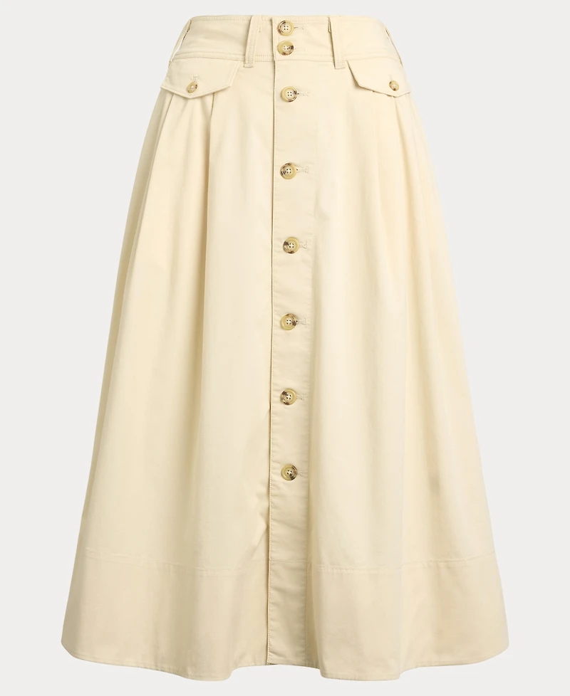 Lauren Ralph Women's Button-Front Micro-Sanded Twill Skirt