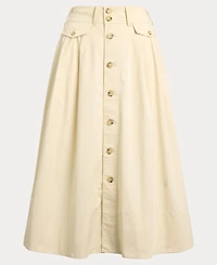 Lauren Ralph Women's Button-Front Micro-Sanded Twill Skirt