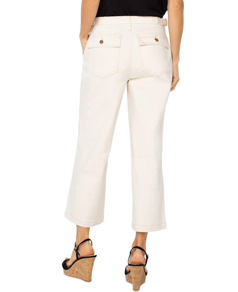 Liverpool Los Angeles Women's Utility Stride Crop Wide Leg Ecru Denim Jeans