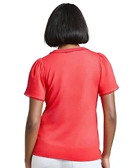 Jones New York Women's Drapey Split-Neck Short-Sleeve Top