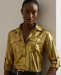 Lauren Ralph Women's Metallic Chiffon Shirt