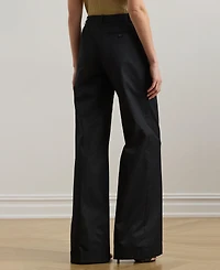 Lauren Ralph Women's Pleated Cotton Twill Wide-Leg Pants