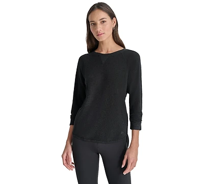 Dkny Women's Mini Slub Waffle Three Quarter Sleeve T-Shirt