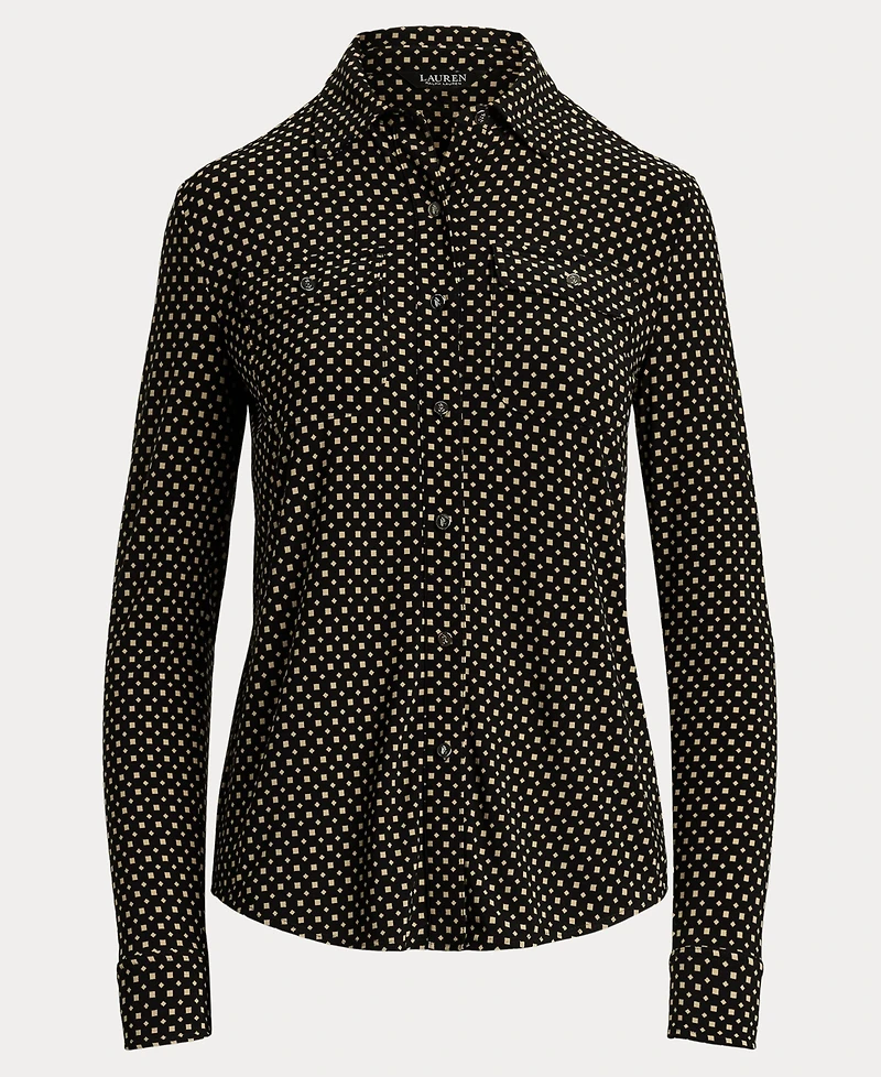 Lauren Ralph Women's Slim-Fit Geo-Print Jersey Shirt