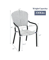 Gymax Set of 4 Patio Rattan Dining Chairs Stackable Armrest No Assembly