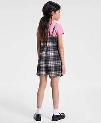 Rare Editions Big Girls Rib T-Shirt & Plaid Shorts Jumper, 2 Piece Set