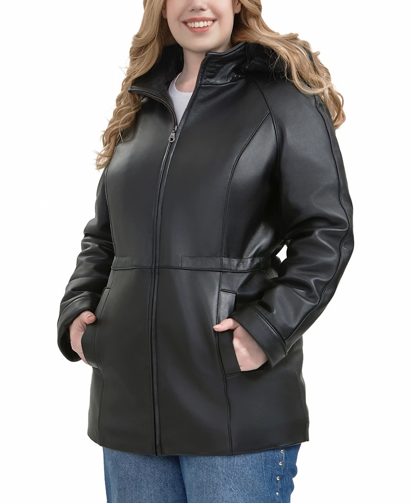 Bgsd Plus Uzima Leather Hooded Parka Coat