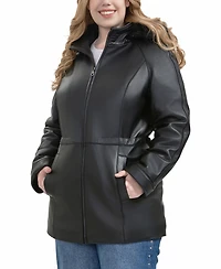 Bgsd Plus Uzima Leather Hooded Parka Coat
