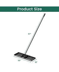 30 x 10 Inch Lawn Leveling Rake with Ergonomic Handle-Black
